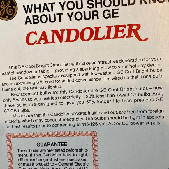 GE Cool Bright Christmas Candolier One Set of 5 Drip Electric Candles - Picture 6 of 12